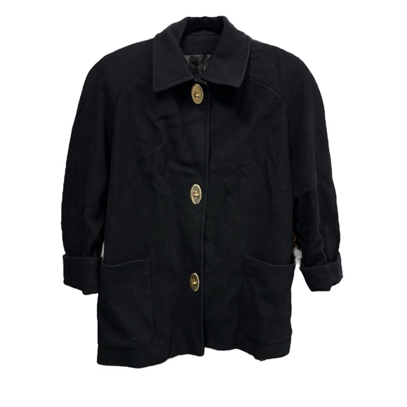 Anne Klein 2 VTG Black Wool Coat Peacoat Lined Women’s Size‎ XL* Holiday Preppy - Picture 1 of 11